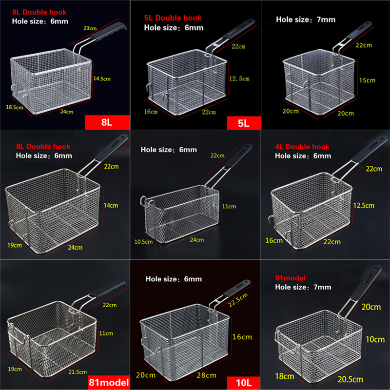 Stainless steel frying basket net French fries basket frying frame square oil control filter frying basket dense frying screen