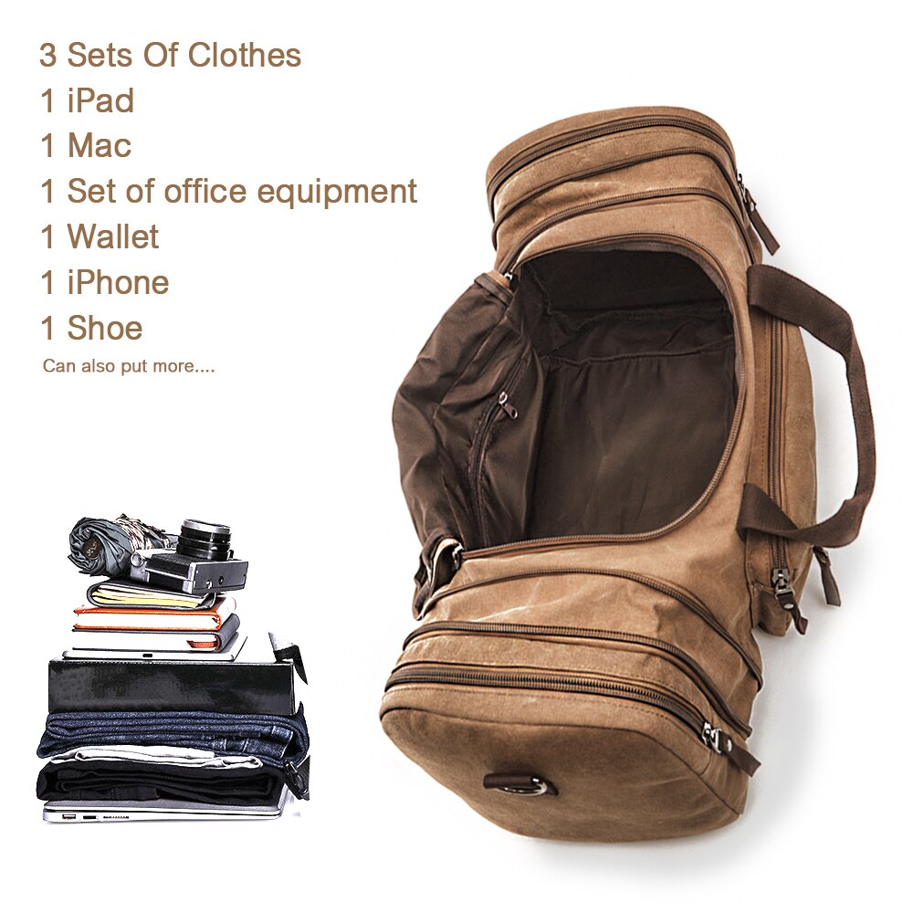 Markroyal Heren Canvas Reistassen Grote Capaciteit Bagage Tassen Opknoping Tassen Handbagage Reizen Plunjezakken Overnachting Zachte