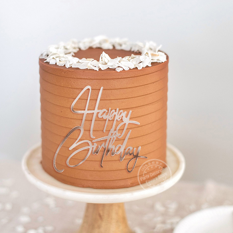 Ins novo feliz aniversário bolo toppers para o bebê crianças adulto festa de aniversário decoração do bolo ouro prata acrílico diy ferramentas de cozimento do bolo: Verde exército