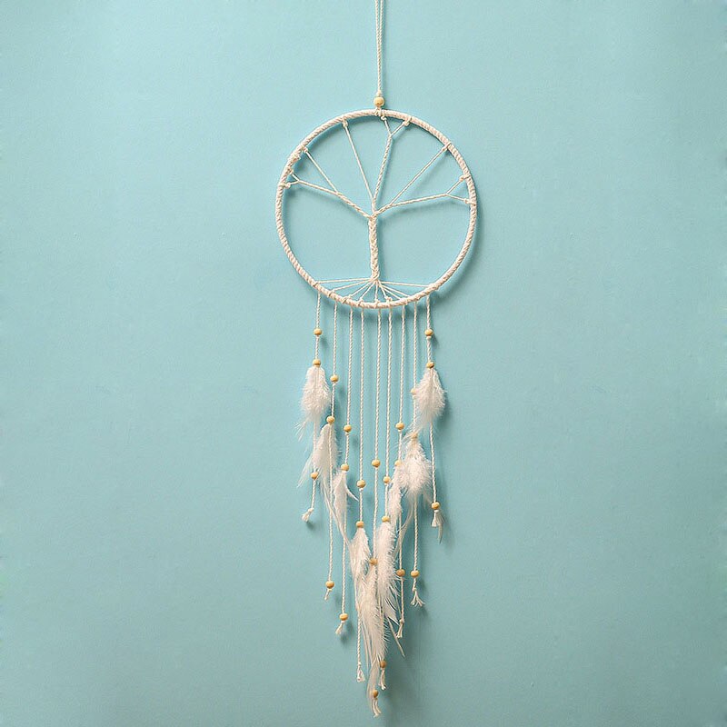 Atrapasueños blanco para colgar en la pared, colgante para decoración de sala de estar, dormitorio, de cumpleaños: Default Title