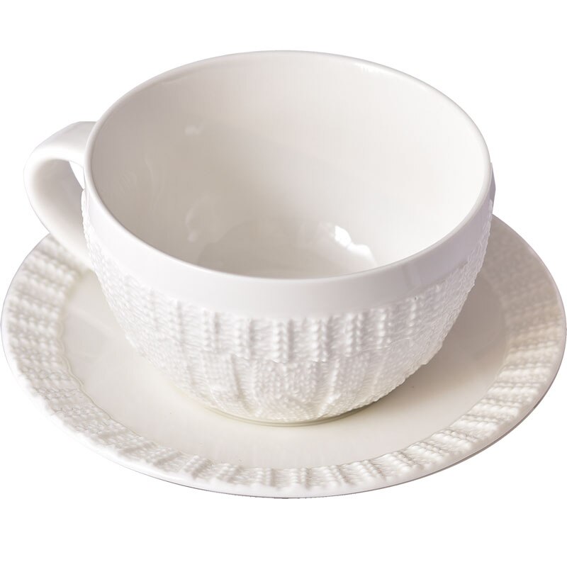 Gray Sweater Embossed Bone China Coffeware Sets Stylish White Porcelain Tea Suits For Afternoon Home Decorations