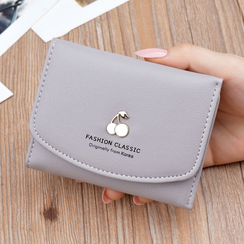 Portefeuille pour femmes nouveaux étudiants court pliant multi-fonctionnel sac à main pochette xiao décontracté en cuir porte-monnaie pour fille porte-carte: Gray