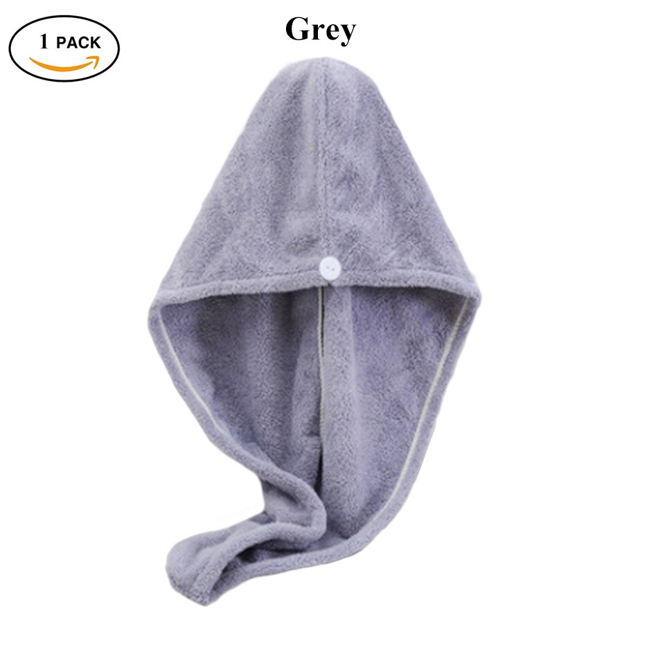 Dry Hair Towel Microfiber Polyester Flannel Wisp Long Curly Head Bath Hand Turban Towel for Adult Women Super Absorbent Quick: Hair Towel Grey