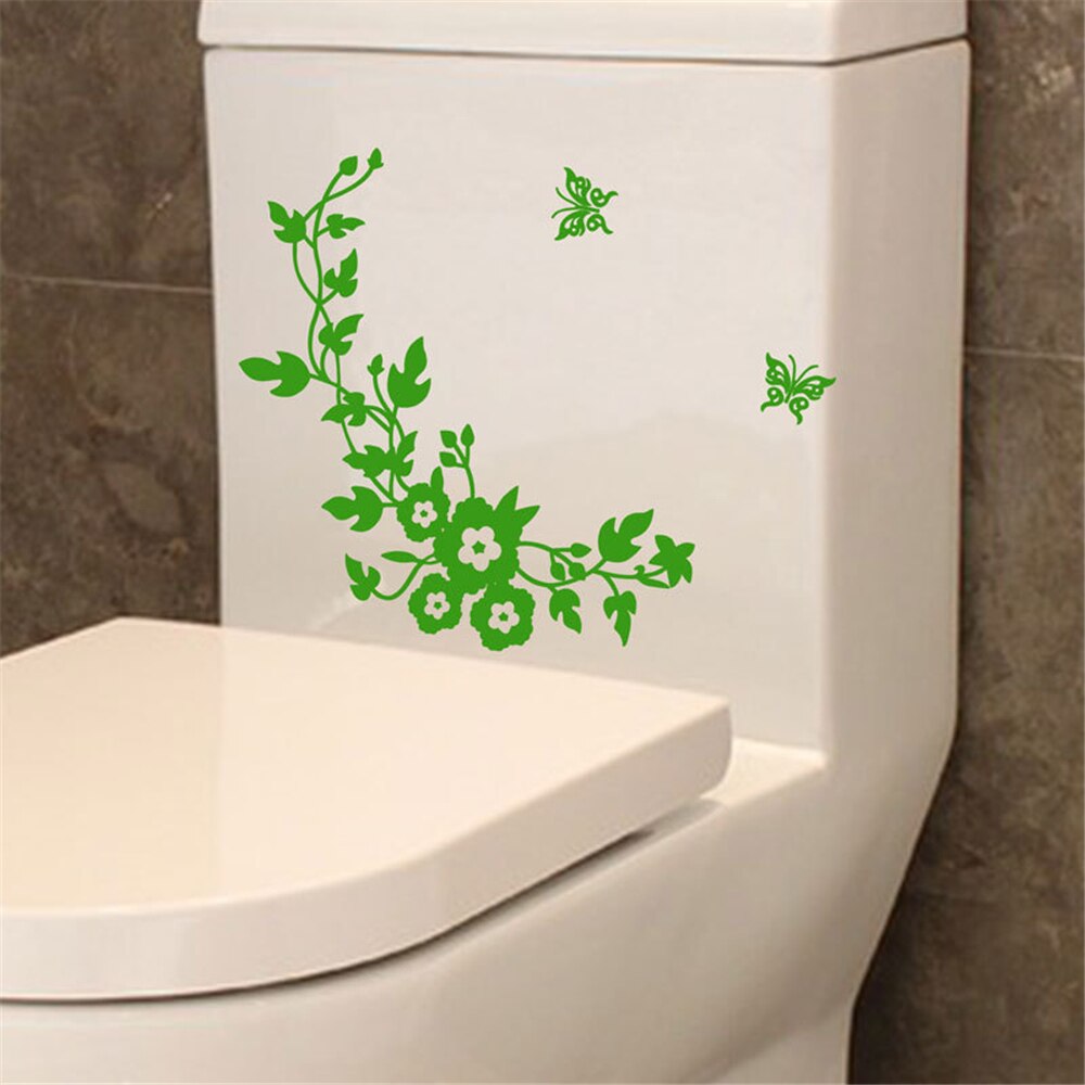 Sommerfugl blomst toilet sæde klistermærke pvc væg klistermærker til badeværelse vandtætte aftagelige mærkater holdbare og genanvendelige 1pc