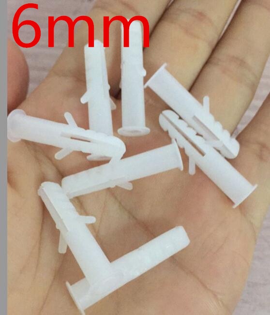 6mm White Sleeve Nylon Screw Bolts Plastic Plug Expansion Tube