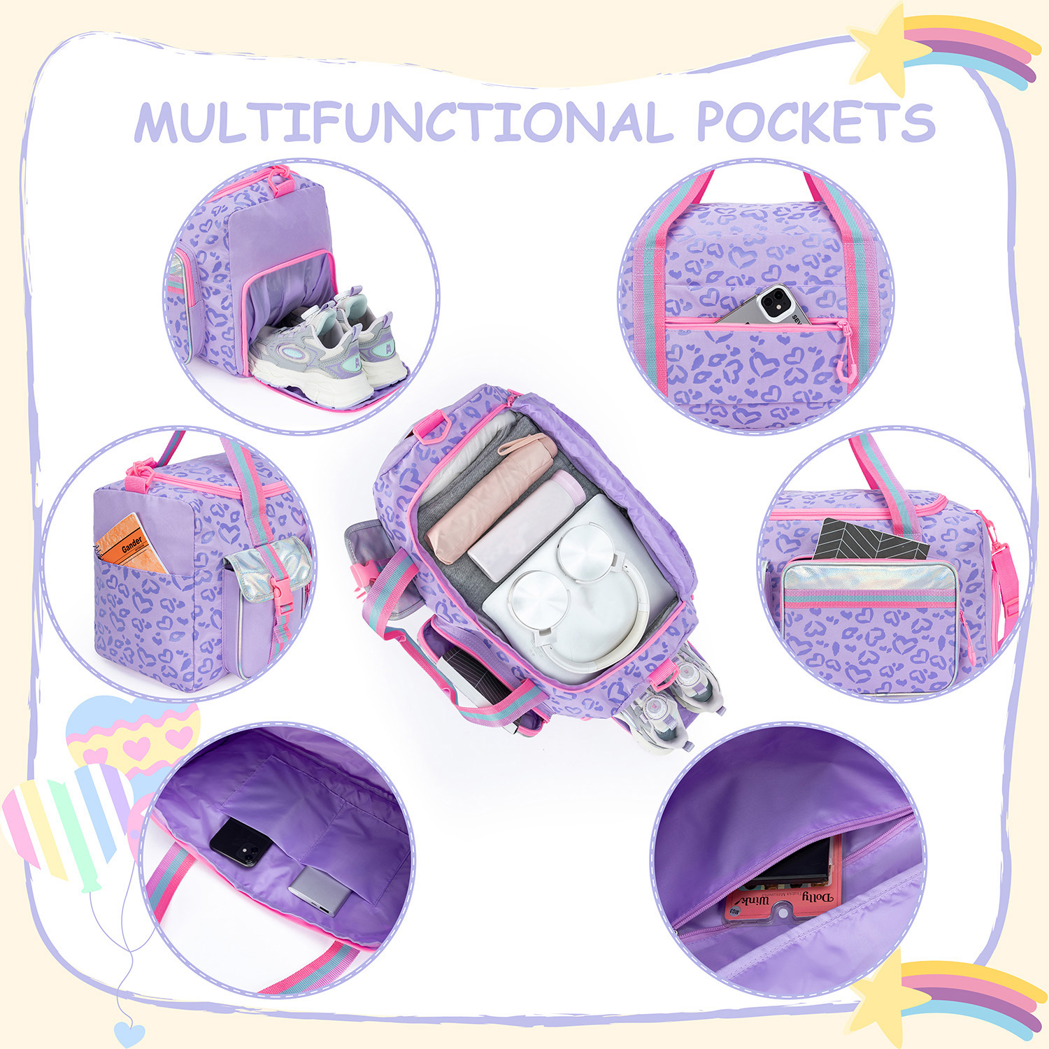 Bolsa de lona para niñas y mujeres, bolsa de viaje para , bolsa de noche para niñas y mujeres, bolsa de dormir para niñas, bolsa de baile para gimnasio, 1 ud.