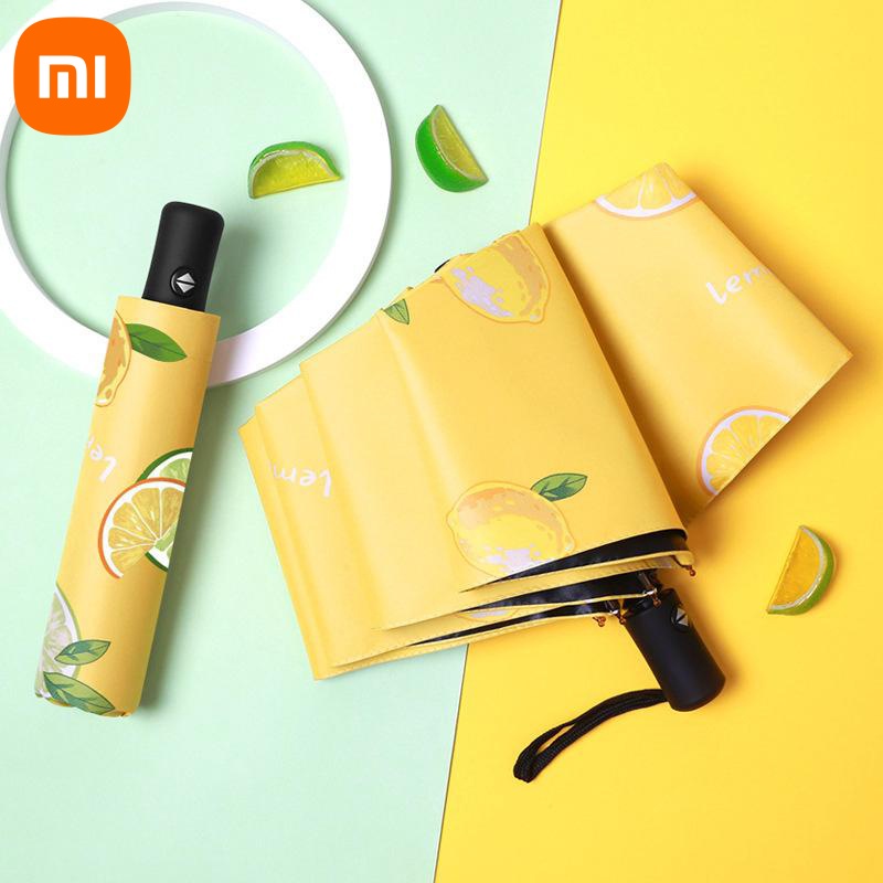 Xiaomi Full Automatic Umbrella Sun Protection Fruit Umbrella Avocado Ins Small Fresh Clear Umbrella Folding Portable: Orange