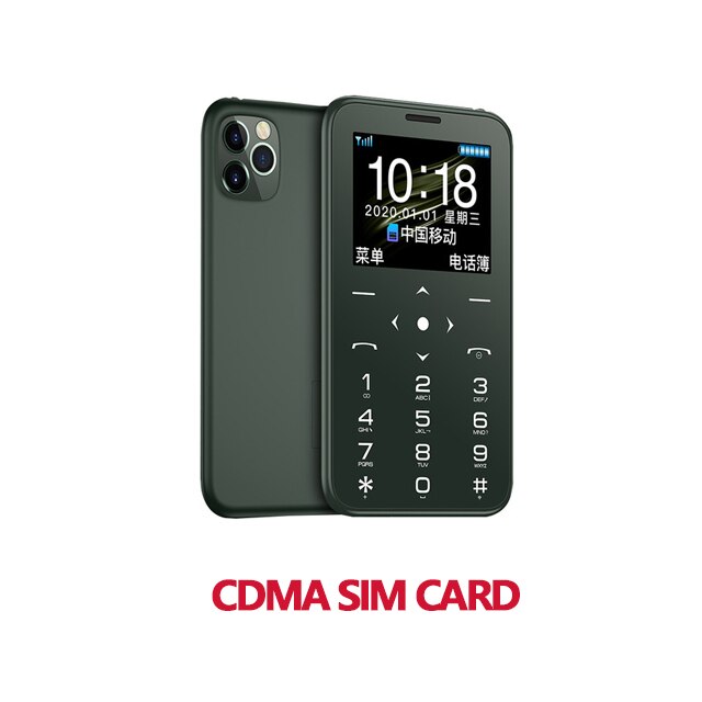 Mini cartão celular ultrafino, telefone gsm cdma, cartão sim para estudante, desbloqueado, mini telefone de bolso, portátil, hifi: Green GSM SIM Card