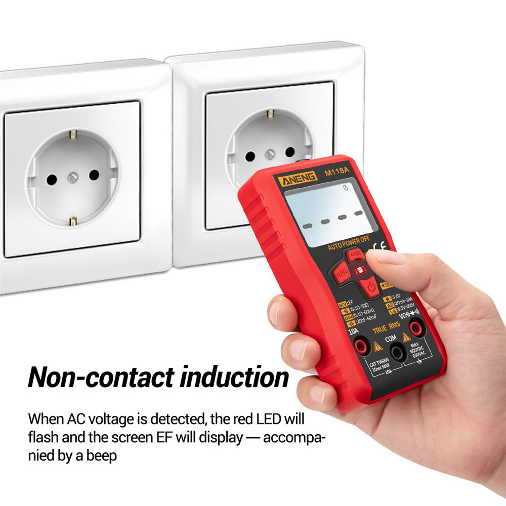 M118A Mini Digitale Multimeter Tester Auto Range Multimeter True Rms Ampèremeter Meter Met Ncv Data Hold 6000 Telt Zaklamp