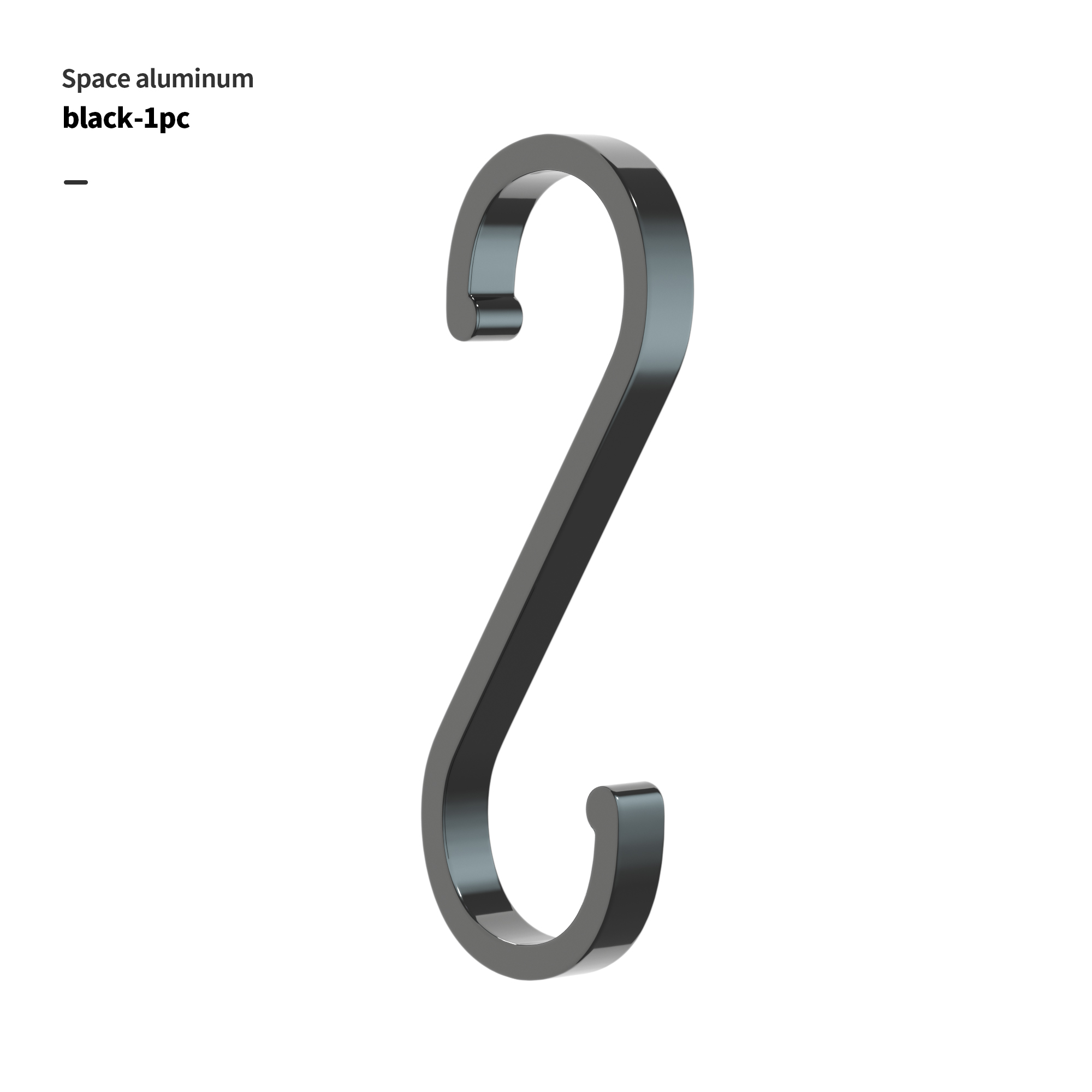 1/5/10Pcs S en Forme De Crochet En Aluminium D'espace Crochets De Stockage En Métal Crochet Fermoir Porte-Crochets Suspendus Rangement Outils: 1pcBlack