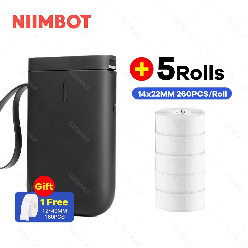 Niimbot D11 Label Printer Mini Wireless Sticker Printing Label Maker with 5 10 Roll White Paper Official Phone Price Tag Printer: BK 5White Label
