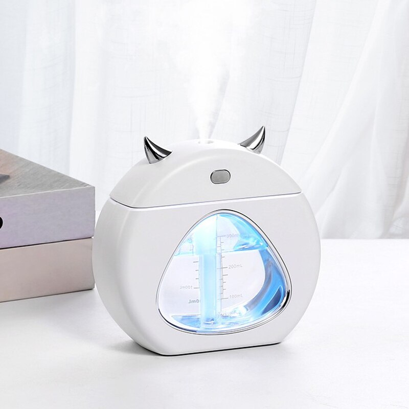 Humidificador de USB de oficina de coche DC5V 1A 2W diablo humidificador con luz nocturna máquina de aromaterapia de aire tres en uno