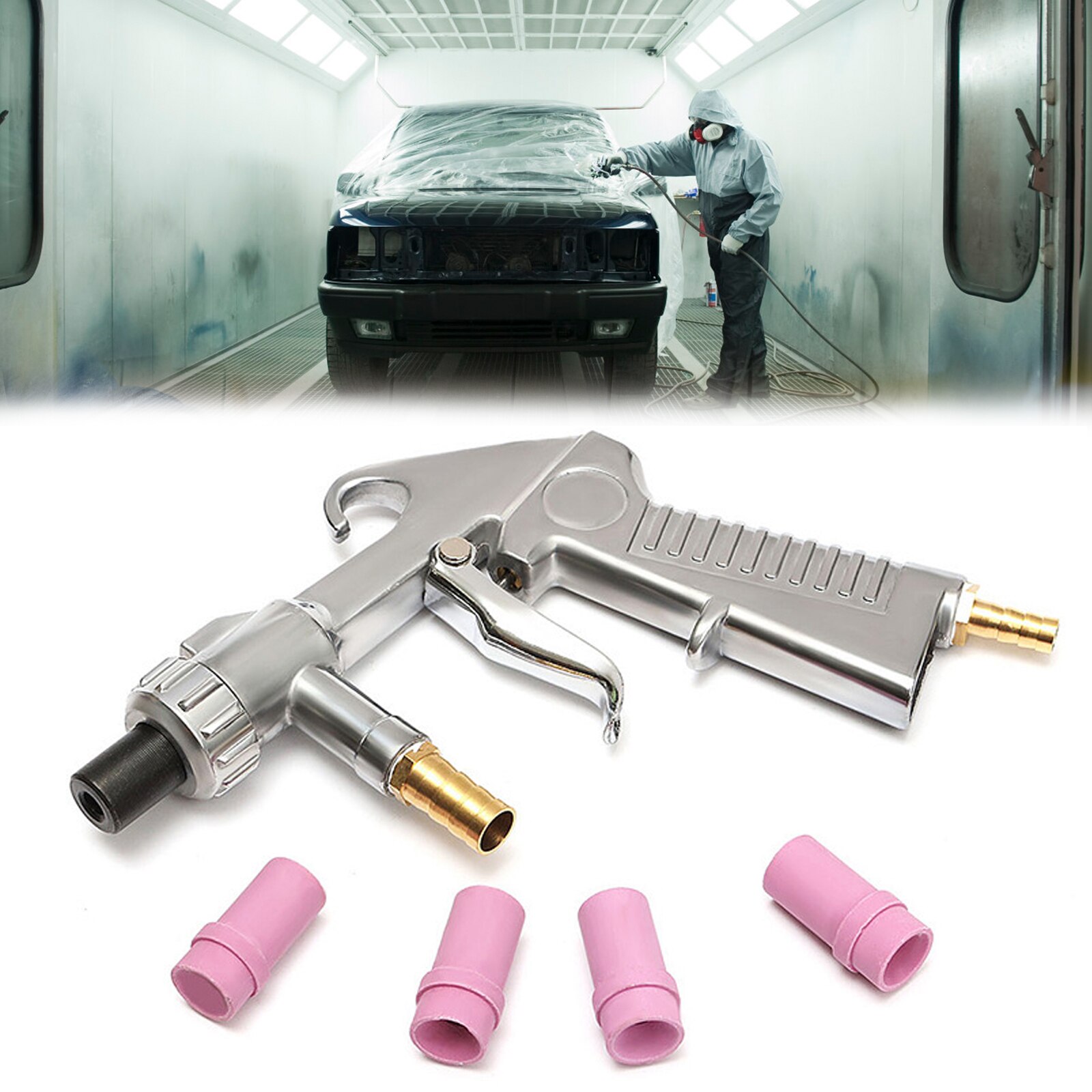 35mm Sandblaster Feed Guns Air Siphon Sand Blasting Multi-purpose Abrasive Tool Ceramic Nozzles Tips Kit Power Tools Sprayer