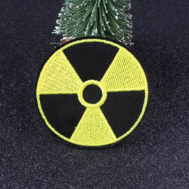 Chernobyl Nuclear Dangerous Sign Radioactive Patch Embroidery sewing Yellow Green Iron on Patch For Clothes Applique DIY Fabric