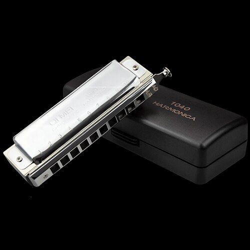 Chromatic Harmonica 10 Holes/40 Tones Sliver Wind Instrument Mouth Organ QIMEI Musical Instruments: Default Title