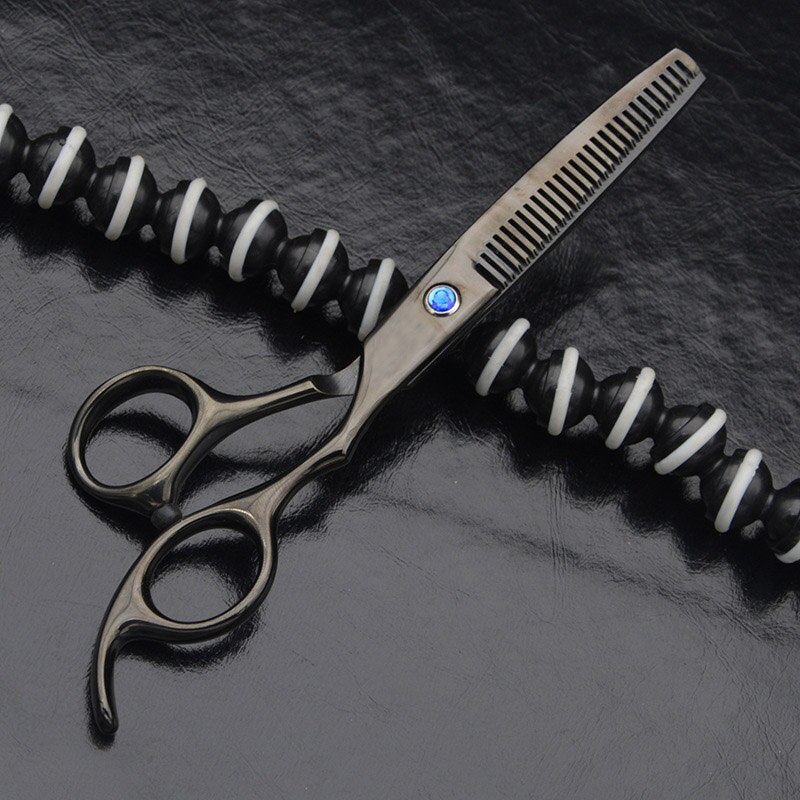 6 Inch Professionele Kappers Schaar Haar Knippen Dunner Schaar Scharen Barber Salon Tool Voor Kapper: black Thinning