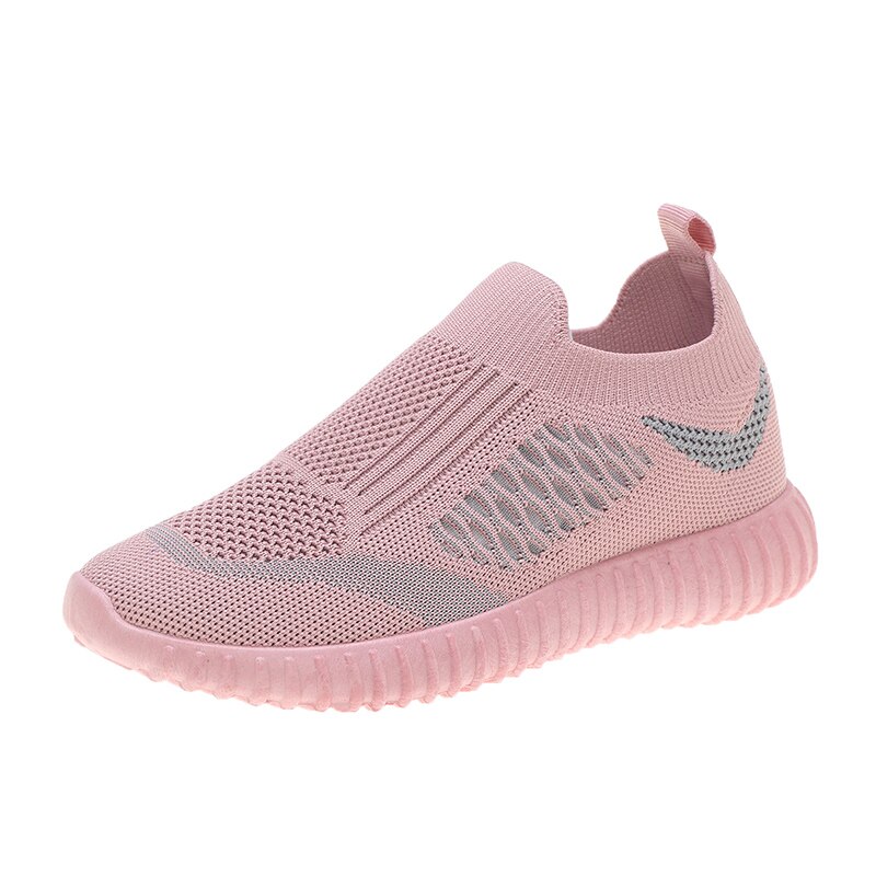 light sneakers women breathable mesh vulcanized shoes outdoor flat slip-on sock shoes women for walking plus size 35-40 woman: Pink / 6