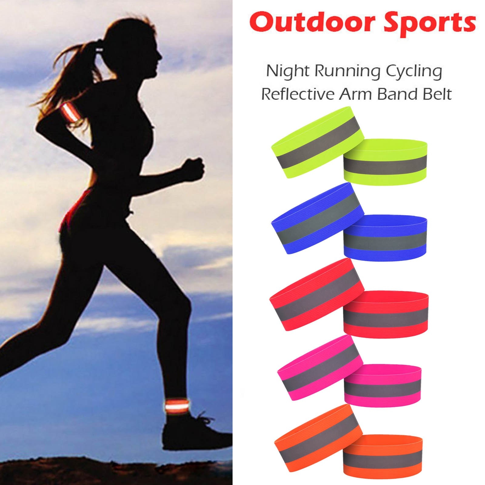 25# Night Reflective Safety Belt Night Run Armband For Outdoor Sports Night Running Cycling Jogging Arm Strap Luminous Arm Band