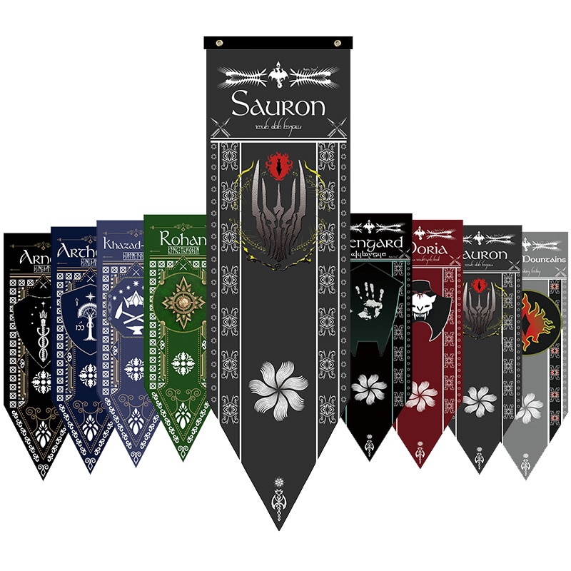 Wohnkultur Sauron dunkel Herr Turm LORs Prequel Fahnen Arnor Rohan Arthedain Durin Saruman Orks Flagge Banner Dekoration Volant