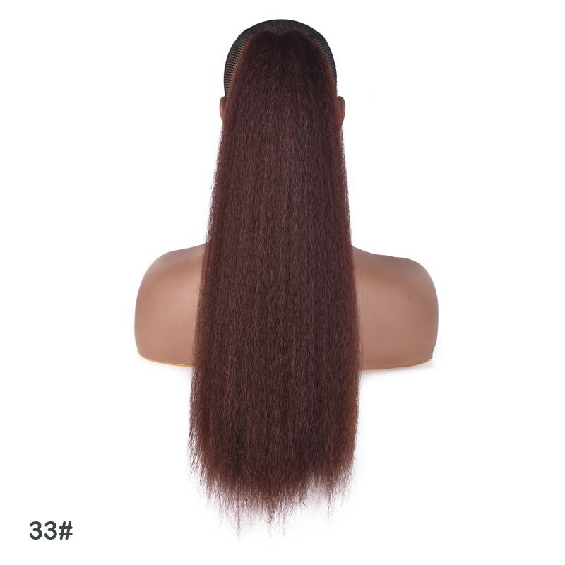 jeedou Yaki Straight Hair Ponytail Drawstring Updos Ponytails Black Brown Synthetic Hair Extensions Fluffy Haipieces: #33