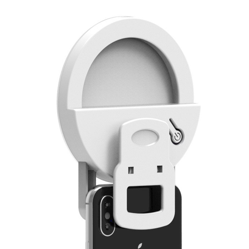 Specchio per trucco a Clip luce di riempimento bellezza ricaricabile telefono cellulare LED Selfie Ring Light cerchio portatile fotografia Clip Light: white