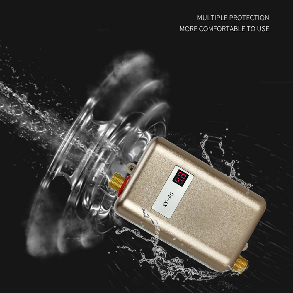 3800W Electric Water Heater Instantaneous Shower Flow Fast Heating Kitchen Bathroom Stainless Steel Tankless Water Heater