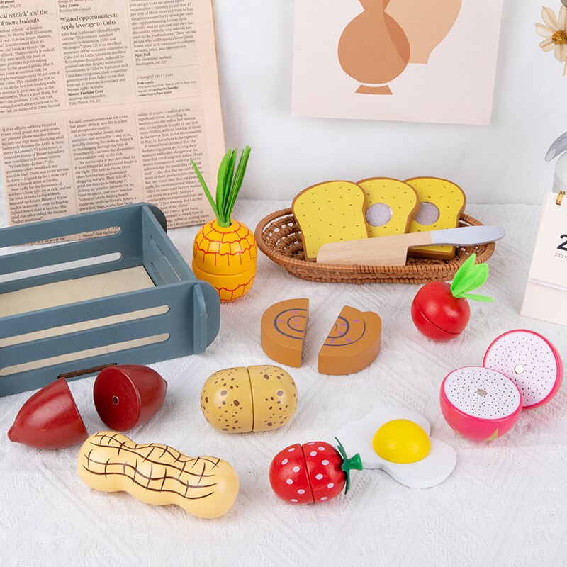 Dzieci magnetyczne owoce i warzywa zabawa w kuchnię zabawki drewniane imitacja jedzenia cięcie kuchnia dobra gra akcji zabawki dla dzieci