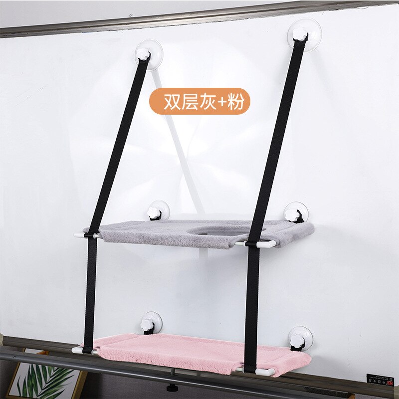 Cute Pet Cat Window Seat Hammock Window Bed Living Room Suction Cup Wall Hanging Pet Breathable Bearing 20kg Cat Hammock: Gray Pink
