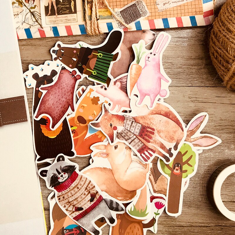 22PCS Cute small animal hand sticker material Children reward sticker photo album dIY sticker