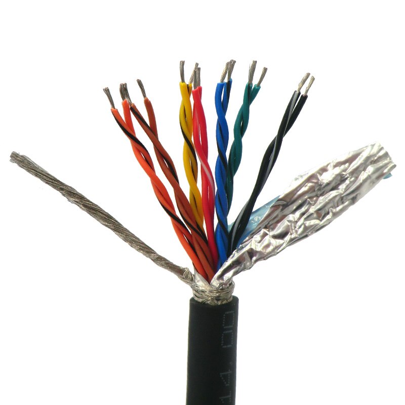 14 core Flexible Shielded Twisted Pair Cable 0.14, 0.2mm² Encoder Cable 26awg 24awg Tinned copper 485 Signal Control Wire 5m