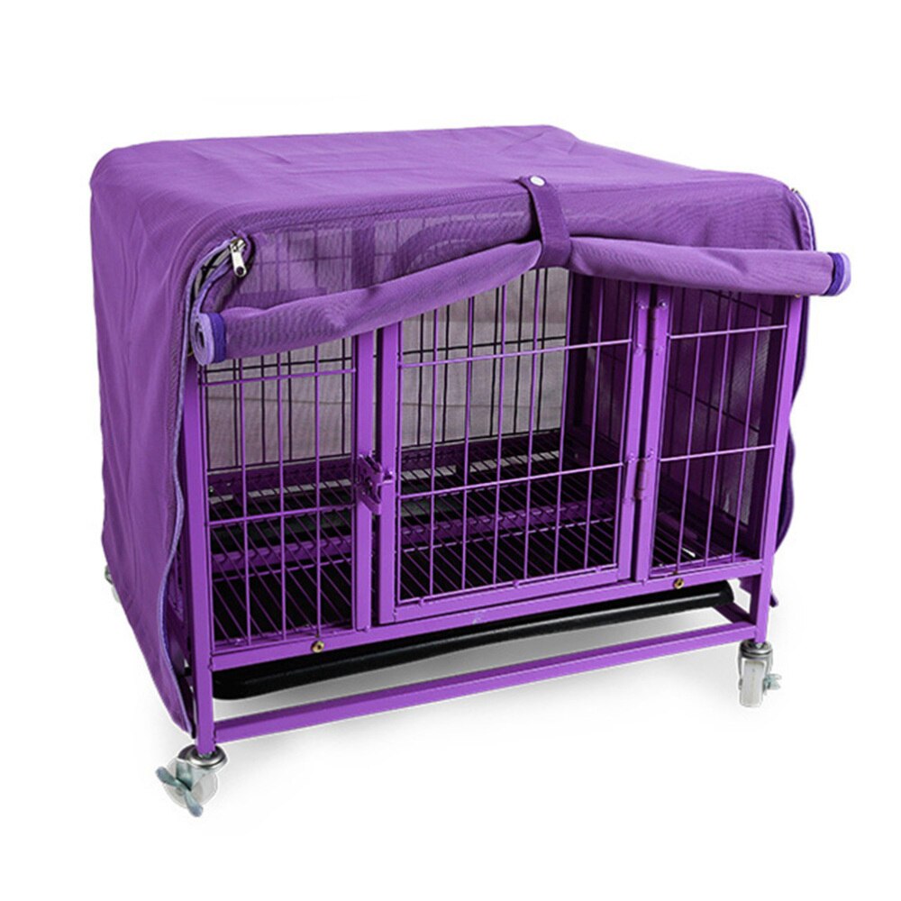 Strong Mesh Pet Cage Cover Breathable Mosquito Net Dog Crate Kennel Covers - Size (Purple)