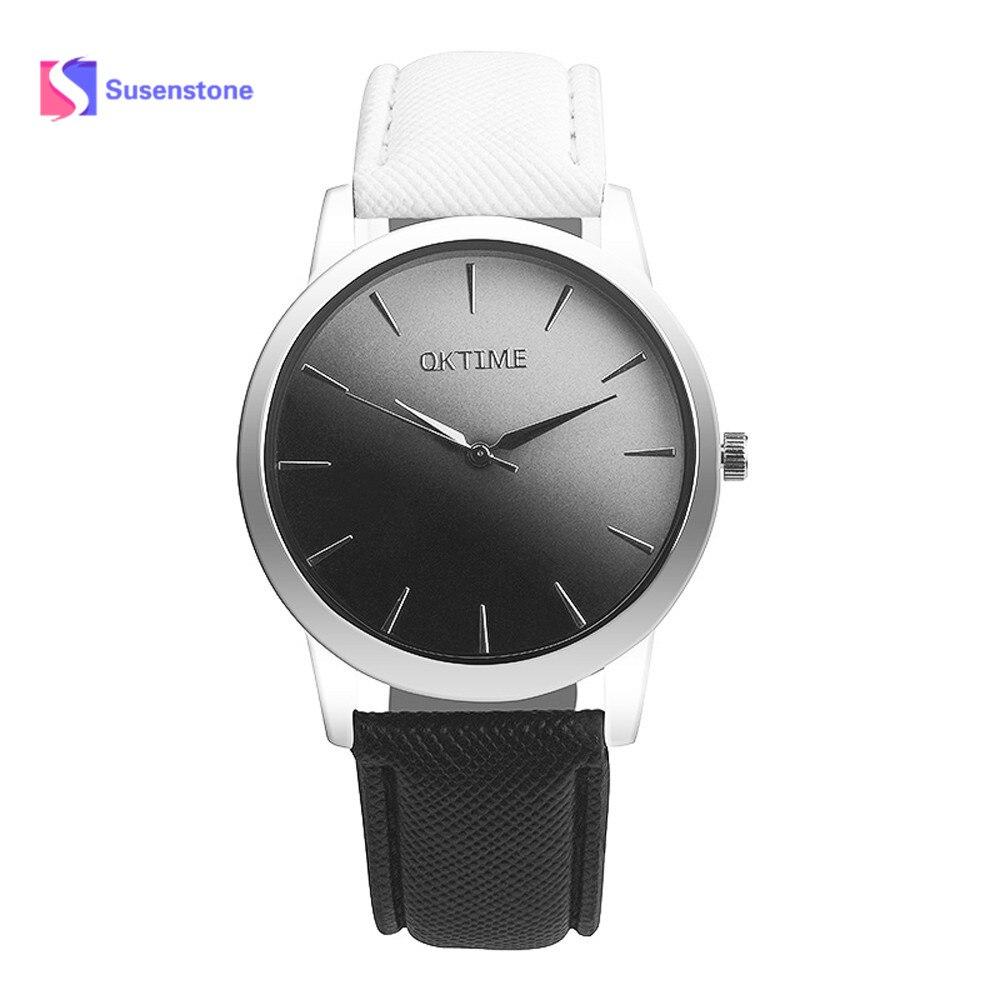 Retro Stijl Regenboog Minnaar Horloge Zachte Effen Trend Lederen Band Analoge Dames Casual Alloy Quartz horloge: A