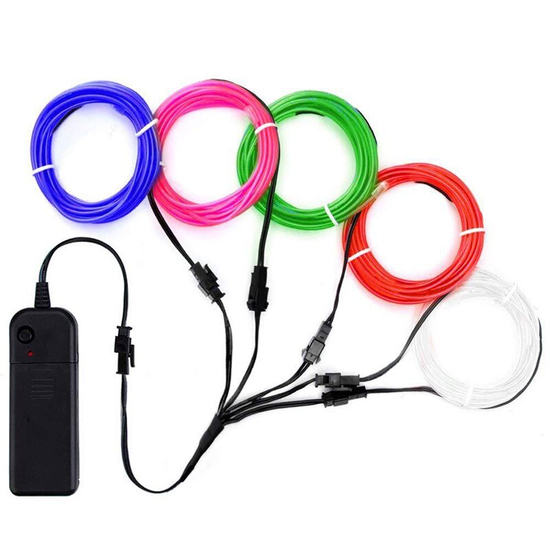 Cable de alambre luminoso para decoración, luces LED de neón para Navidad, de baile, Disfraces, bricolaje, ropa, coche, Rave, 3m/5m