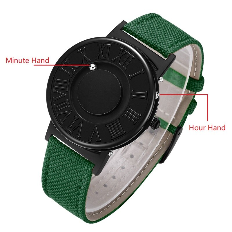 Eutour Horloge Man Canvas Lederen Band Heren Horloges Magnetische Bal Show Quartz Horloges Mode Mannelijke Klok Horloges