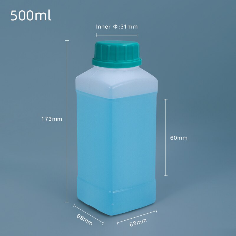 Plastic Bottle with Blue Cap HDPE Material Storage Container for Liquid Reagent Food Grade Sample Bottle: 500ML Square 1