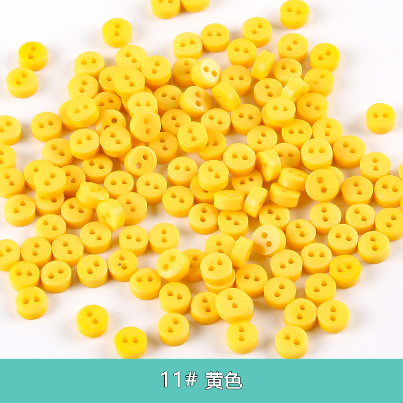 100 Uds. Mini botones de resina de 6mm, accesorios de costura coloridos para ropa infantil, álbum de recortes DIY con dos agujeros: Amarillo cálido