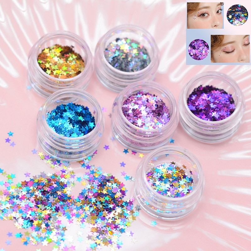 Kleurrijke Shimmer Holografische Pailletten Shiny Gezicht Huid Ster Markeerstift Glitter Sterren Meisjes Mermaid Cosmetische Accessoires