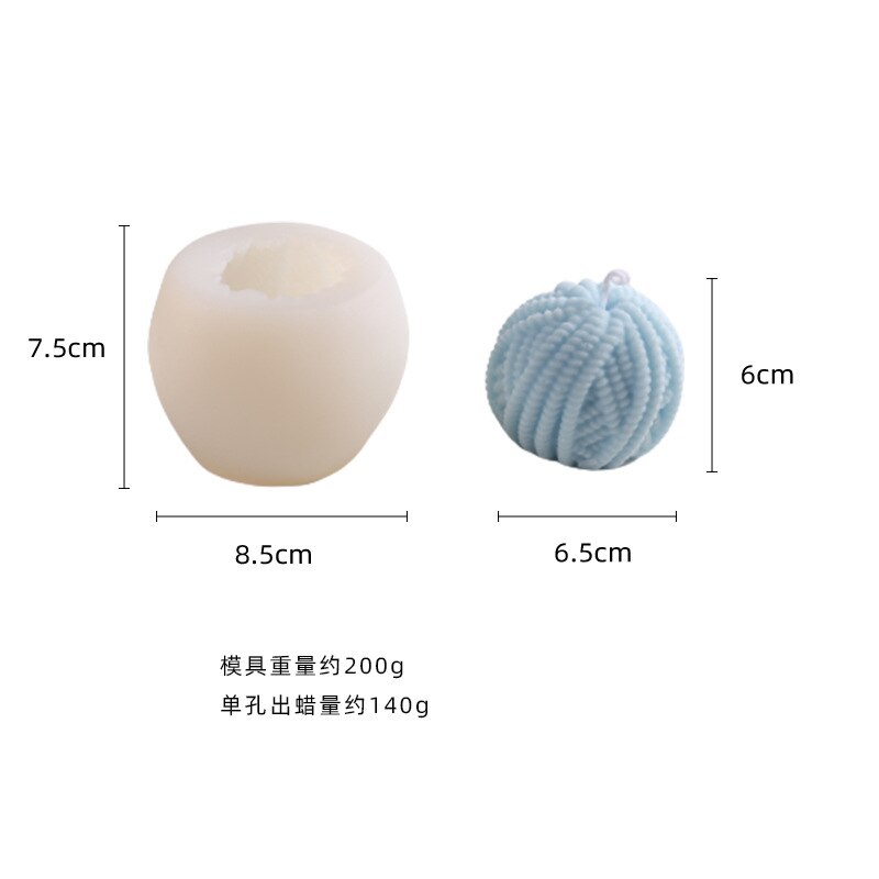 3d único furo bola de lã vela gesso luvas de lã natal fio bola silicone molde ferramentas: 2