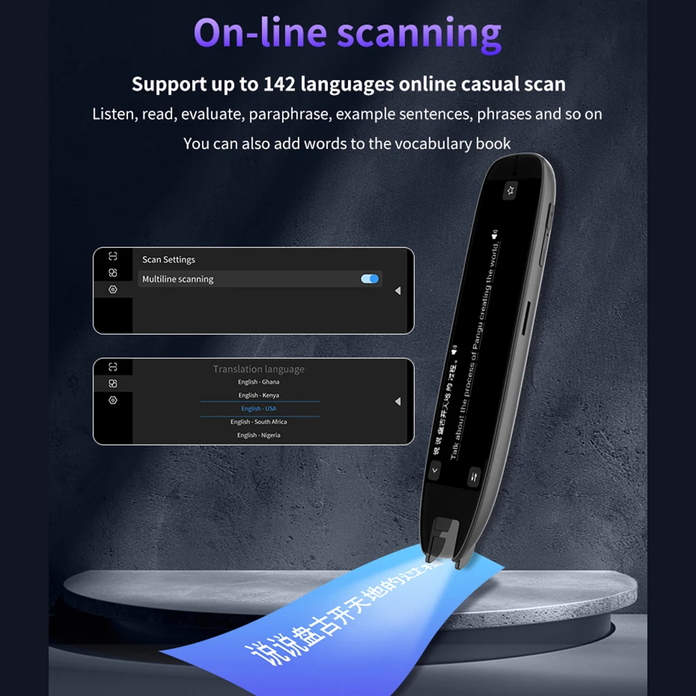 S65Profi Wörterbuch Übersetzung Kuli Scan Leser Gerät Text scannen lesen Übersetzer WiFi/BT Verbindung Online Foto Übersetzen
