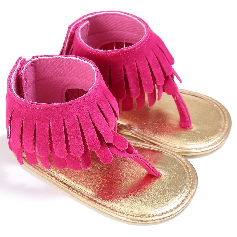 Peuter Baby Meisjes Sandalen Kid Kwastje Klompen Zomer Babyschoenen Meisje Zool Schoenen Schoenen Flip Flops: Rose Red / 13