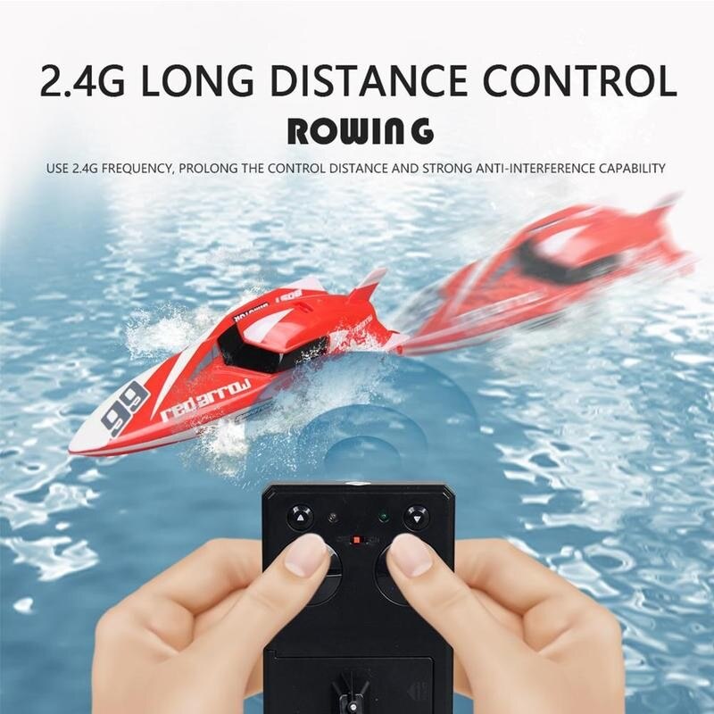 High Speed Remote Control Boat 2.4G 4 Channel Simulation Model Boat Red Yellow 2.4v 80mah Lithium Battery Speedboat Water Toys