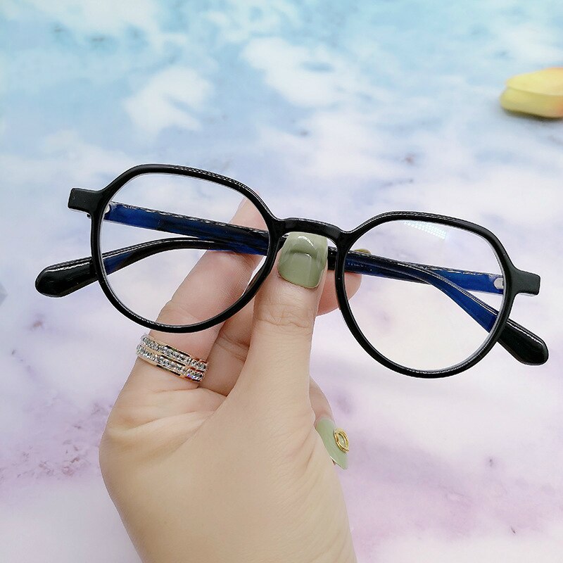tr90 irregular small round frame anti-blue glasses with myopia light glasses frame plain glasses