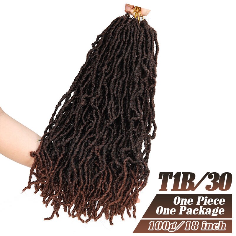 Pelo trenzado rizado negro de 18 pulgadas, 21 hebras, Afro, rizado Nu, Locs de imitación, ganchillo, degradado sintético, para mujeres negras: T30