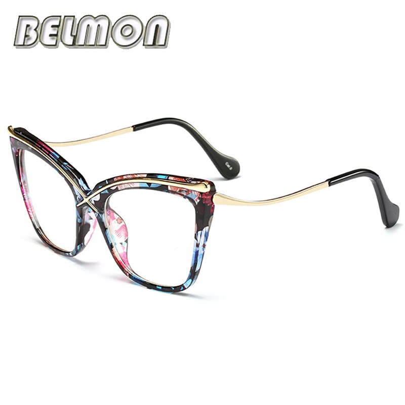 Belrayon óculos de olho de gato, armação feminina para óculos de computador, armação de óculos para miopia, lentes transparentes feminina rs262: RS262 C05
