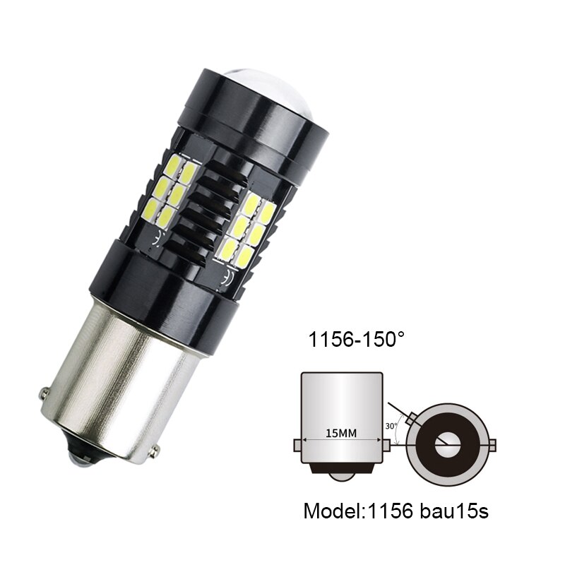 Ampoules Led Canbus sans erreur 1156 BA15S P21W 1157 BAY15D 21W 1156 BAU15S 3030 21SMD pour feu stop inversé, clignotant blanc, 1 pièce: Bleu profond / 8000K