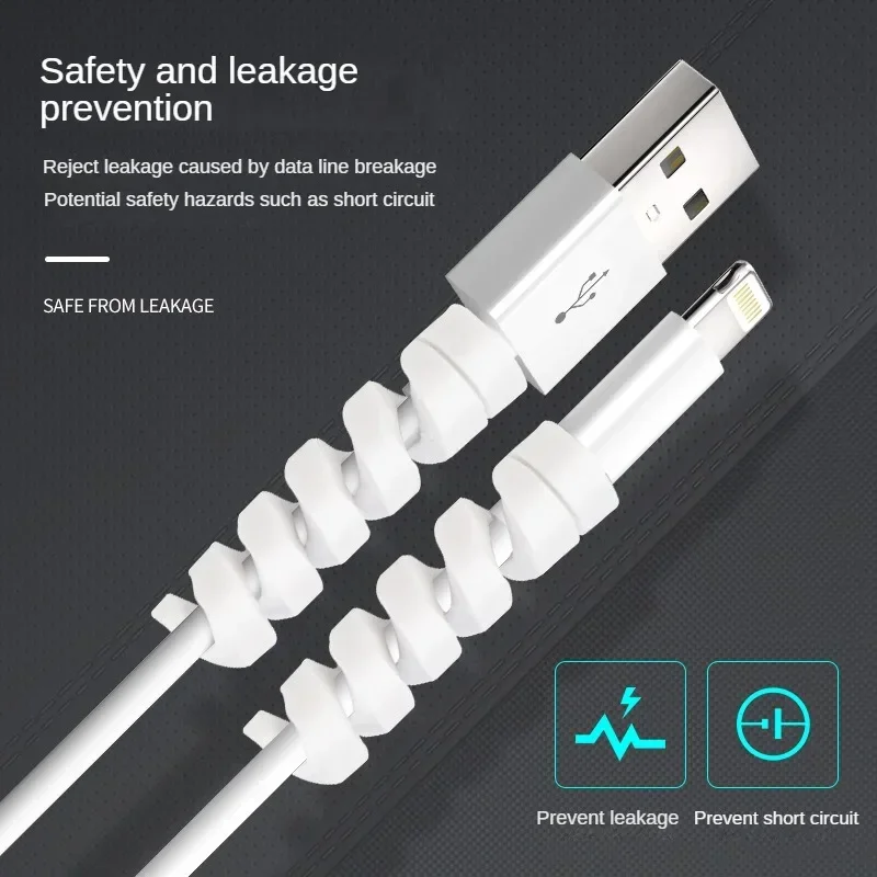 Protector de Cable Universal de silicona para Cable de datos, enrollador en espiral, organizador de Cable, cubierta para Cable de cargador USB de Iphone, 12 Uds.