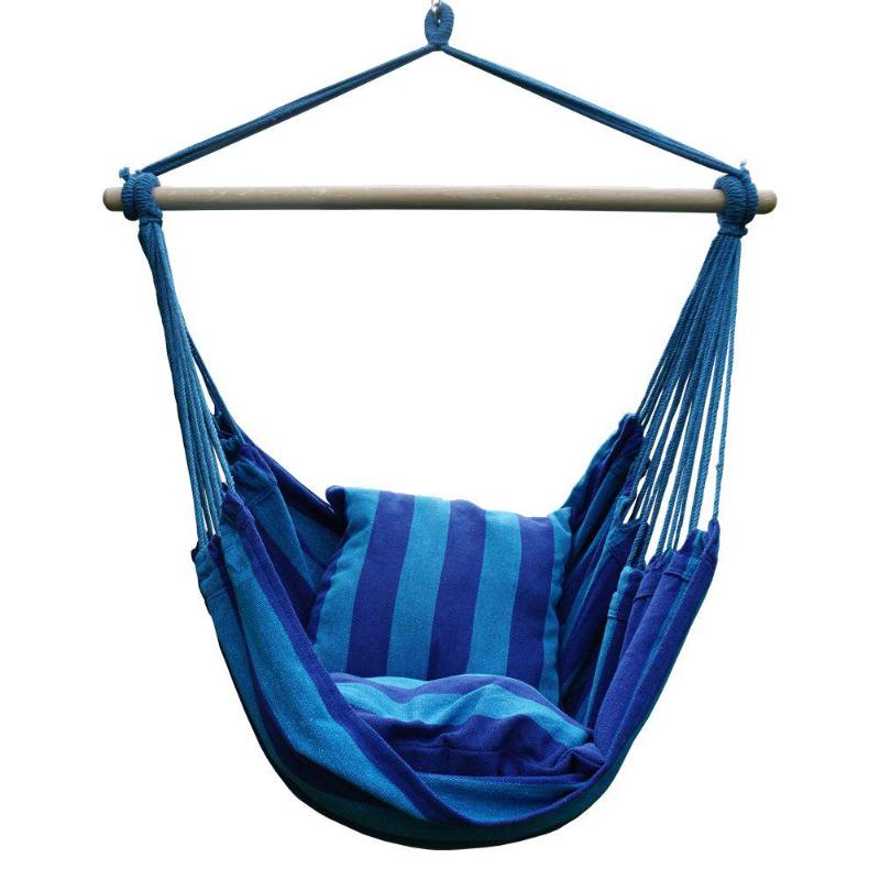 Portable voyage Camping suspendu hamac maison chambre balançoire lit paresseux chaise chaise pliable jardin pas de bâtons: C with 2 Pillows