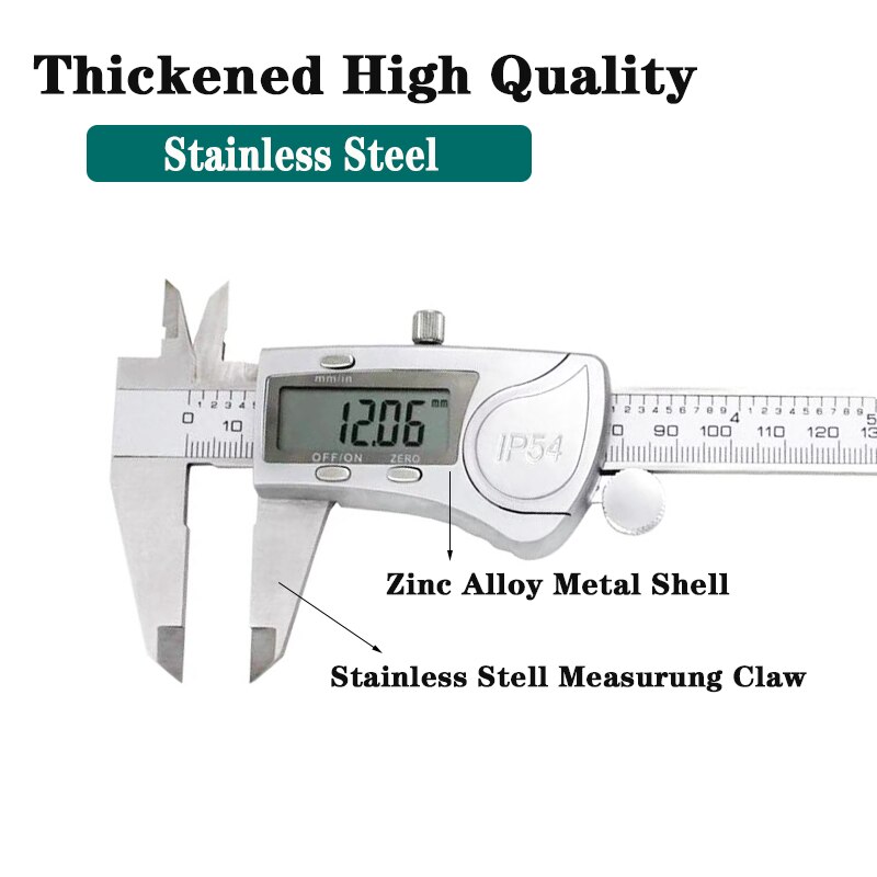 Digital Metal Caliper Electronic Vernier Calipers tool Micrometer Ruler Stainless Steel/Plastic Measuring Tools IP54 0-150mm