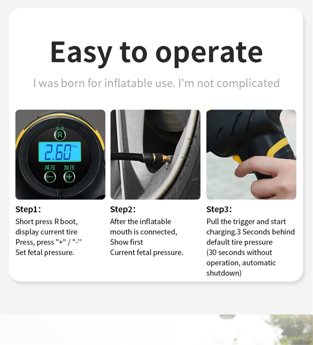 120W Wireless Car Air Compressor Handheld USB Rechargeable Tire Inflator Digital Inflatable Pump Pressure Gauge Cars Accessories