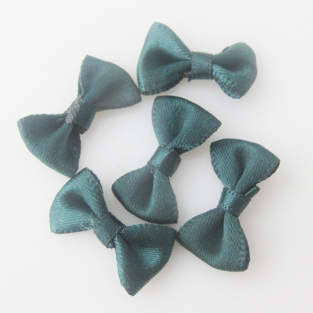 50Pcs 2CM long Line Shape Small Bows Satin Ribbon Knotted 35 Colors Cute Bowtie Clothes Headwear Ornament: Cyan